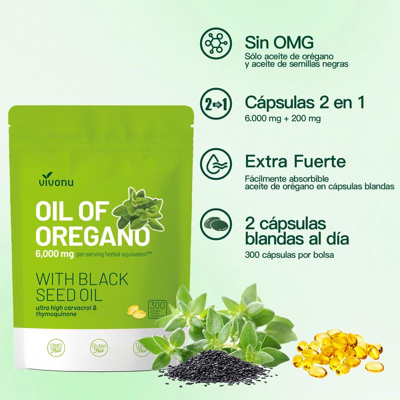 Aceite de Orégano con Aceite de Semilla Negra