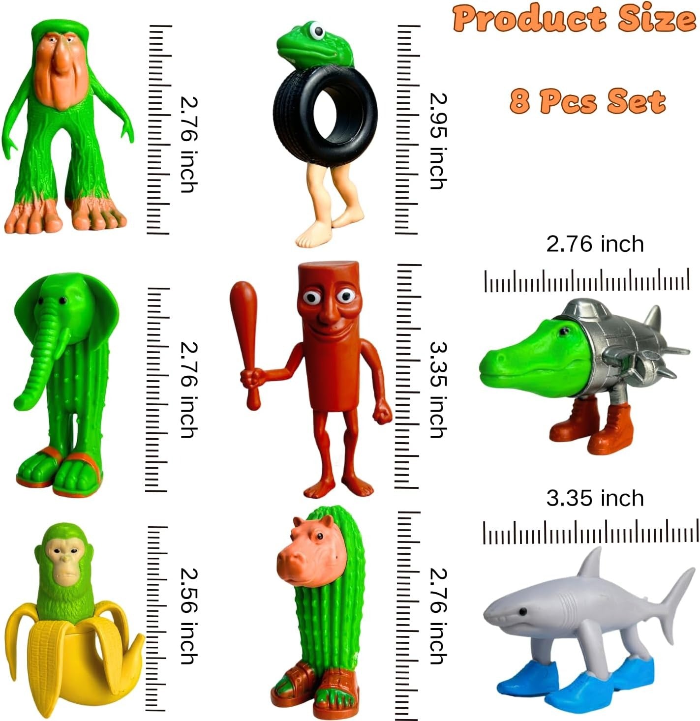 Tralalero Tralala Action Figure, 8PCS Italian Brainrot Meme Shark Figures Toys
