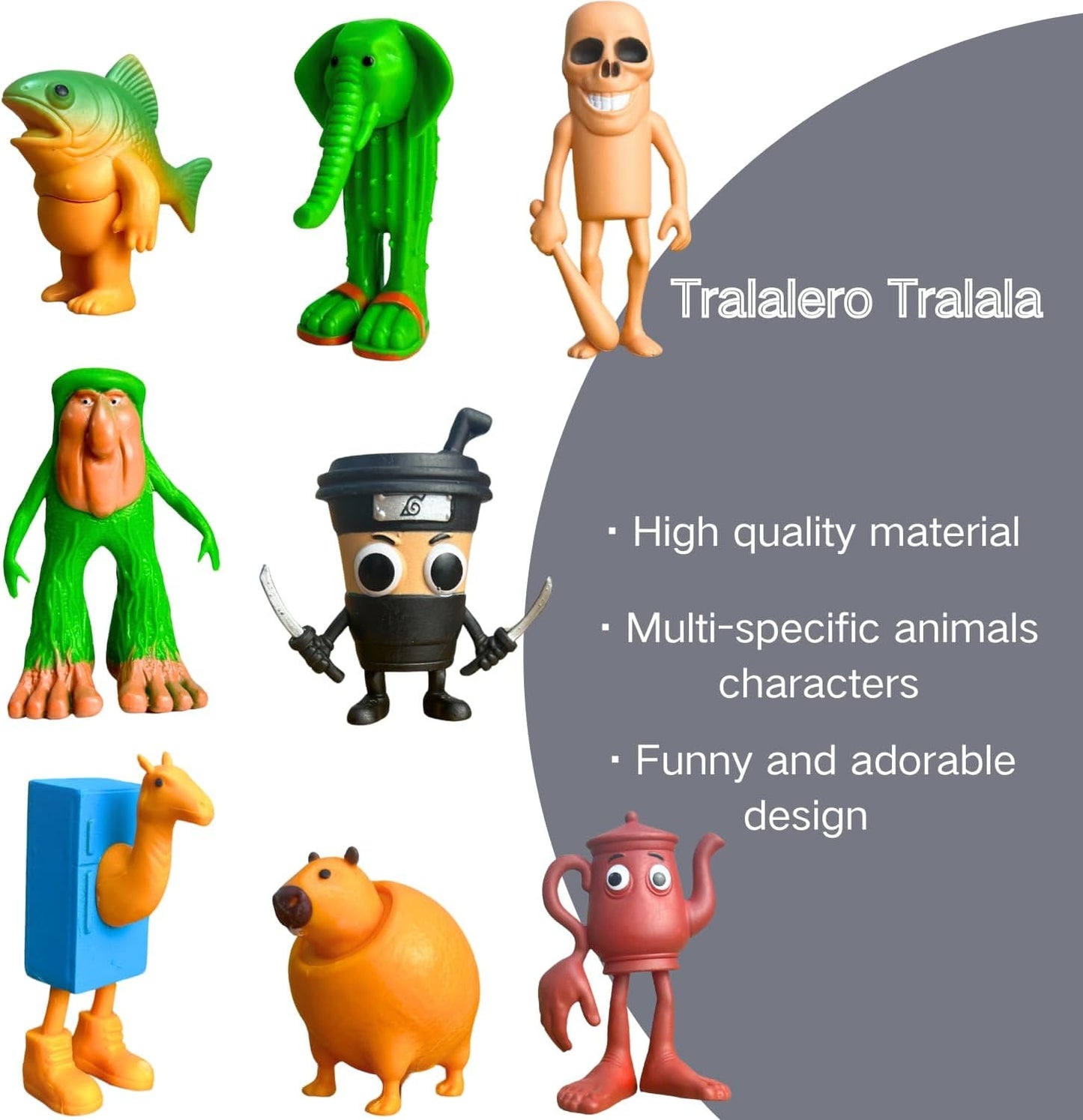 Tralalero Tralala Action Figure, 8PCS Italian Brainrot Meme Shark Figures Toys