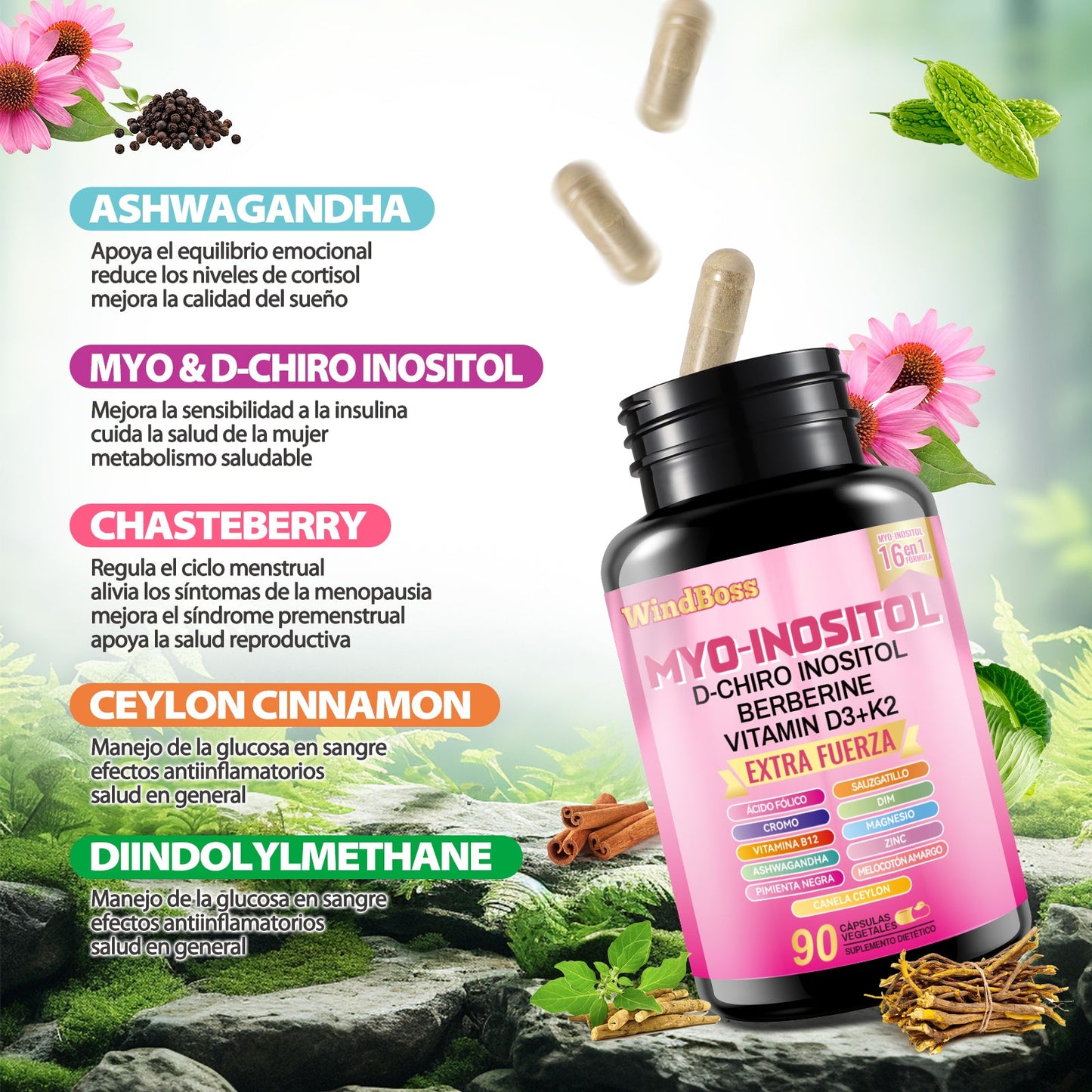 Cortisol-Support & Myo-Inositol Multivitamin Combo | Extra Strength All-in-One Supplement-1 pc