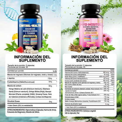 Cortisol-Support & Myo-Inositol Multivitamin Combo | Extra Strength All-in-One Supplement-1 pc