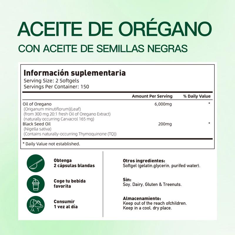 Aceite de Orégano con Aceite de Semilla Negra