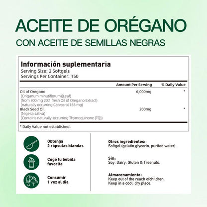 Aceite de Orégano con Aceite de Semilla Negra