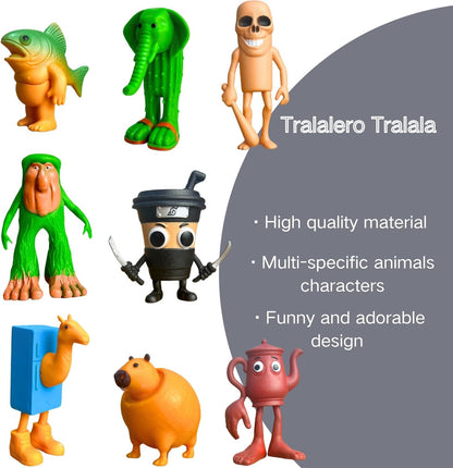 Tralalero Tralala Action Figure, 8PCS Italian Brainrot Meme Shark Figures Toys